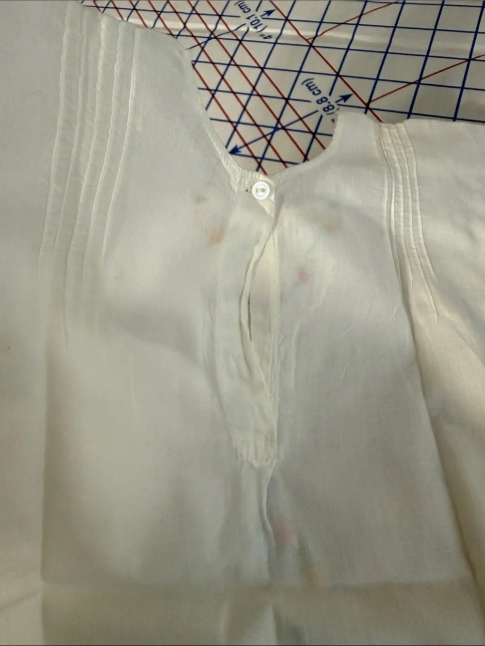 Antique c1920s Handmade Baby Shirt Hand Embroidered Flower Basket Heirloom